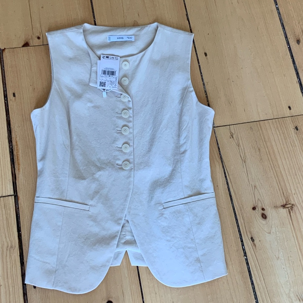 Mango  Cream Button-Front Sleeveless Vest size S